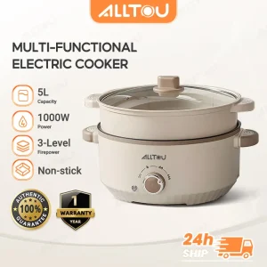 ALLTOU Electric Cooker with Steamer 5L Large Capacity Multifunctional Cooker 28cm Non-Stick Hot Pot Heater elektrik cooker hodekt malaysia