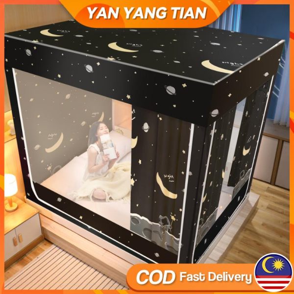 YANYANGTIAN Kelambu Tiga Pintu, Langsir Kalis Nyamuk, Boleh Digunakan sebagai Bilik Tidur, Saiz Tunggal / Ratu / Raja, Sesuai untuk Pencegahan Jatuh Bayi, Melindungi Privasi, dengan Langsir Katil Nets Bedding
