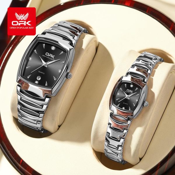 OPK Jam Couple Tangan Set Murah Pasangan Gaya Fesyen Baharu untuk Lelaki dan Wanita Asli Kalis Air Watches dengan Kotak Hadiah Mewah GL8112 Rotundity Bahan logam dalam stok Warna berbilang Ada alat Parti pemberian hadiah Garanti 1 tahun