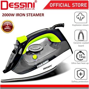 DESSINI ITALY 2000W Electric Ceramic Soleplate Garment Steam Iron Sprayer Steamer Clothes Brush / Seterika Baju