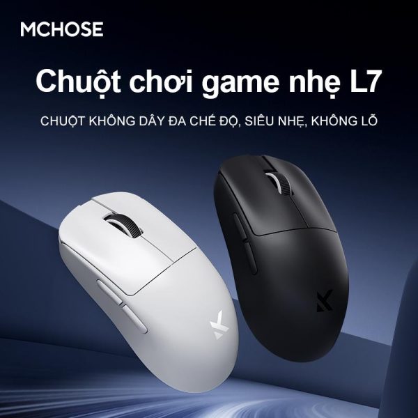Tetikus Permainan, Reka Bentuk Ultra-Ringan (39g), Sambungan Tiga Mod Bluetooth, Kadar Pengundian 8K, PAW3395, Latency Sangat Rendah (26000DPI), MCHOSE L7, Sesuai untuk Permainan Profesional