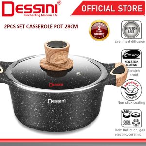 DESSINI ITALY CRB-28 28CM Casserole Die Cast Aluminium Induction Non Stick Pot Bowl Deep Fry Pan Cookware Tool PERIUK