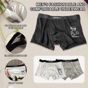 Seluar Boxer Lembut, Untuk Lelaki, Seluar Dalam Beruang Kecil, Bernafas, Saiz Besar, Selesa, Sesuai untuk Pelajar dan Lelaki, Seluar Dalam Boxer Lelaki