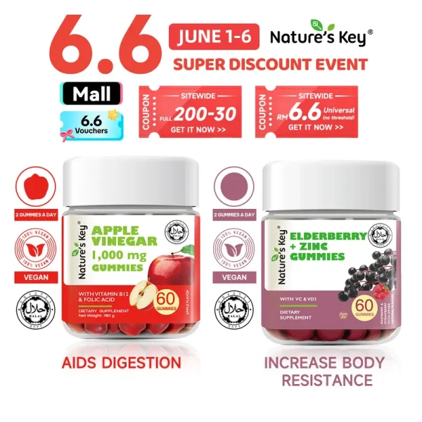 Nature's Key Set Kombo Gummies Cuka Epal (ACV) Terkini, 14 Variasi Pilihan, Sesuai untuk Pelbagai Keperluan Dewasa