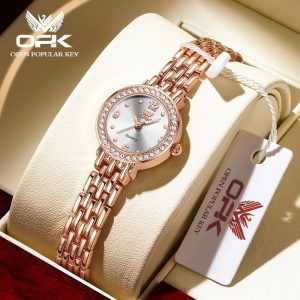OPK Jam Tangan Untuk Wanita Kalis Air Asli Tahan Lama Pergerakan Kuarza Diperbuat daripada Keluli Tahan Karat Berkilau Gaya Kasual 6009 Watches