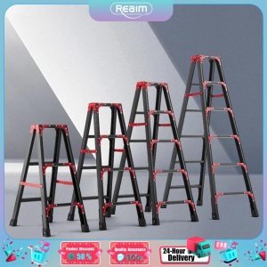 【REAIM】Tangga Lipat Heavy Duty Ladder Foldable Aluminum Load 500KG Thickened steel folding ladder tangga berjalan tangga Home