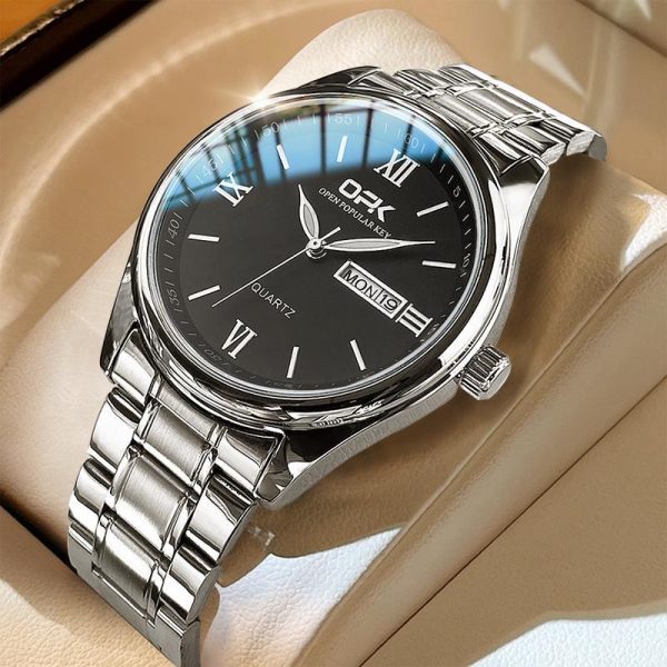 【1-year warranty】OPK Jam Tangan Lelaki Watch Men Original Waterproof Genuine Steel Strap Quartz Luminous With Date NEW 81-23 Tahan Karat 1 year warranty Rotundity Fashion perniagaan Jam lelaki logam Banyak warna Ada stok tersedia Pejabat