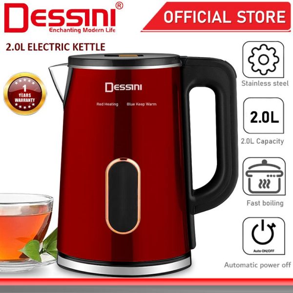 DESSINI ITALY 2.0L Stainless Steel Electric Kettle Automatic Cut Off Boiler Jug Teapot / Cerek