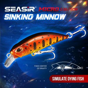 Gewang Memancing, SEASIR, M762, Tenggelam, Ikan Kecil, Sesuai untuk Air Masin, Umpan Keras, 5CM, 3.6G, Wobbler, 15 Warna Tersedia