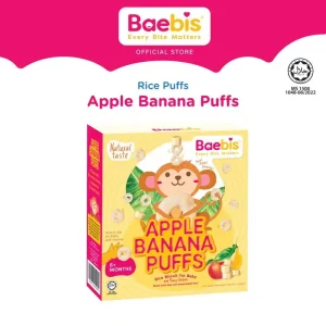 Baebis Organic Apple & Banana Puffs - Snack Rice Biscuit For bites snekbayi 6bulan