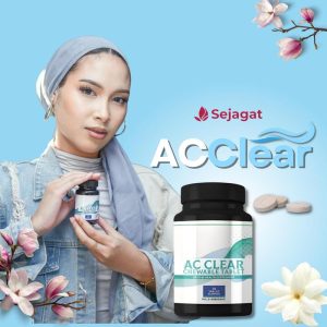 New AC Clear 30 Chewable Tablet (Glutaplus Super Formulation 10x ganda) Anti Jerawat & Anti Melasma, Mencerahkan dan Memutihkan, S-acetyl Glutathione, Polyglutamic Acid, Pine Bark