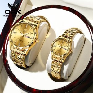 OPK Jam Tangan Pasangan Lelaki Original Waterproof Quartz Movement Stainless Steel Luminous Business Dengan Kotak Leisure Genuine Men Watch C81-51 Watches Rotundity Bahan logam dalam stok Banyak warna Pejabat parti pemberian hadiah Garanti 1 tahun