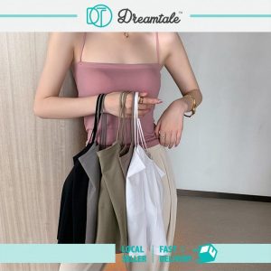 Dreamtale Women Fashion Padded Singlet Camisole Top Casual Stretchable Singlet Solid Colour Basic Top WCO028