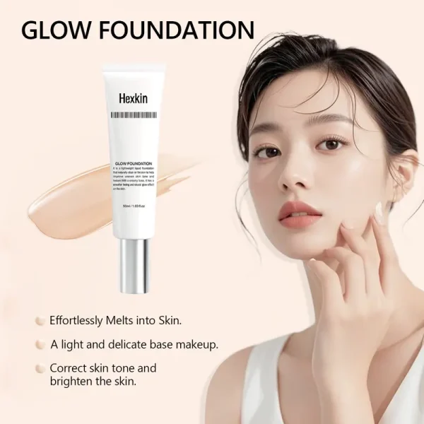 Asas Bercahaya Menghidrat, HEXKIN, 50ml, dengan Concealer, Pelembap, Penjagaan Kulit Korea, Produk Rasmi Hexkin
