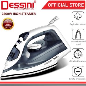 DESSINI ITALY 2400W Electric Ceramic Soleplate Garment Steam Iron Sprayer Steamer Clothes Brush / Seterika Baju