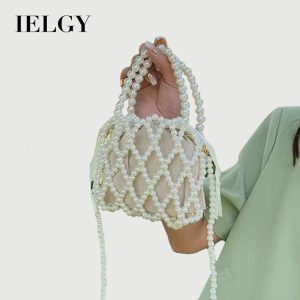 Beg Baldi Mutiara Tenunan Retro, IELGY, dengan Reka Bentuk Silang Mudah Alih, Beg Mutiara Berongga Bags