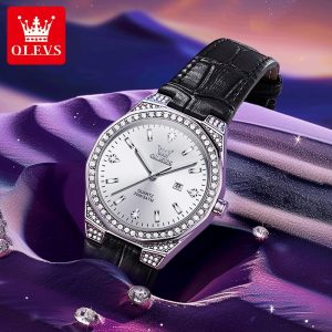 OLEVS Jam Tangan Wanita Kalis Air Jam Tangan Digital Asli Untuk Wanita Tali 5606 Pergerakan Kuarza Fesye Relo Tali Kulit Selesa dan Bernafas Pelbagai Warna Tersedia Sesuai untuk Majlis Keraian Jam Tangan Hadiah Watches