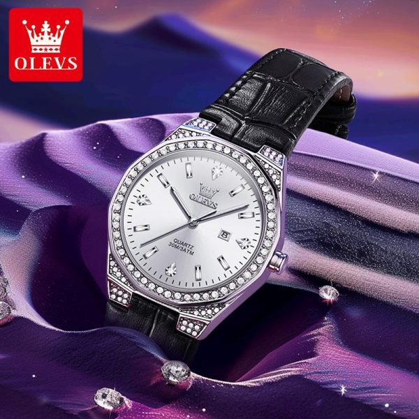 OLEVS Jam Tangan Wanita Kalis Air Jam Tangan Digital Asli Untuk Wanita Tali 5606 Pergerakan Kuarza Fesye Relo Tali Kulit Selesa dan Bernafas Pelbagai Warna Tersedia Sesuai untuk Majlis Keraian Jam Tangan Hadiah Watches