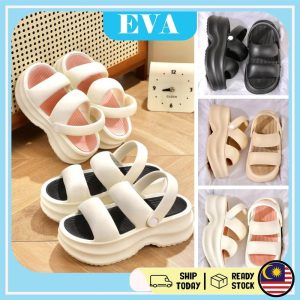 READY STOCK 6.5cm EVA Sandals High Shoes Slipper Anti Slip Women Sandals Selipar Kasut Perempuan Tinggi Wanita Kasual bertumit