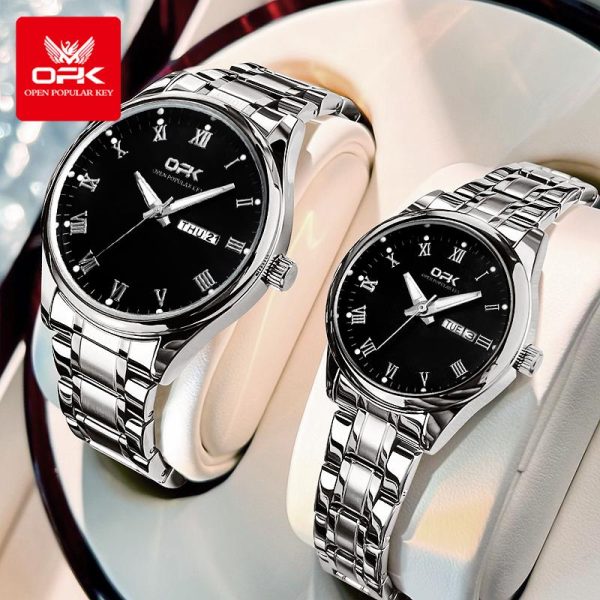 OPK Jam Tangan Couple Set Murah Pasangan untuk Lelaki dan Wanita Gaya Baru Kalis Air Asal dengan Kotak Hadiah Mewah Fesyen GL8121 with Luxury Box rotundity Men's and women's fashion watches Multiple colors 1-year warranty tool Meeting office party gift