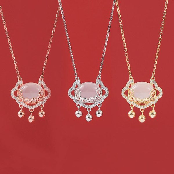 [925 Perak]Kalung Musim Panas Peluh & Tahan Kotoran Loket kunci keselamatan Kalung Cantik Hypoallergenic untuk Wanita Barang kemas yang bergaya dan serba boleh