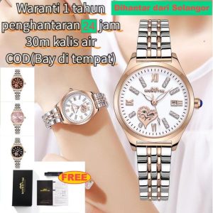 [Waranti 1 Tahun] Jam Tangan Wanita Kalis Air Tulen MOROTIM, Berkilat dengan Kalendar, Bergaya, Tahan Lama, Rekaan Berlian Bentuk Hati Mewah, Jam Kuarza, Hadiah Terbaik untuk Wanita.Waterproof Quartz Women's Watch
