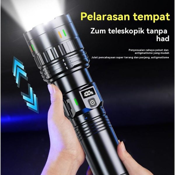 Lampu Suluh Laser LED, Putih, Mudah Alih, Pengecasan, Cahaya Kuat, Jualan Panas, Meriam Laser, Penggunaan Luaran, Hayat Bateri Panjang, Pelbagai fungsi, Sesuai untuk Kerja Home Lighting Lights Portable