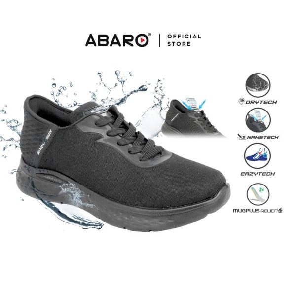 Abaro EazyTech + DryTech + NameTech Canvas Shoes EW7502N Sneakers Men/School Shoes/Kasut Sekolah Hitam/Kasut Unsex