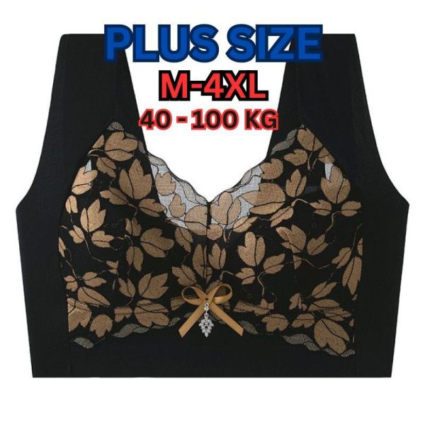 Women Plus Size Seamless Bra M-4XL Suitable 40 To 100 KG Wireless Breathable Lace Bra Baju Dalam Wanita Tanpa Dawai Saiz Besar