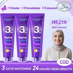 Ubat Gigi, Dekontaminasi dan Kekuningan Ubat Gigi, Pemutihan Saintifik, Jenama YIZOUYU, Pembetulan Warna Optik, Manik Pecah Ungu, 100g, Mengurangkan Nafas Berbau, Menyegarkan Nafas, Tahan 24 Jam, Perisa Buah Manis, 3 Keping