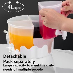 360 Degree rotating 4L cold water Jug with Faucet Detachable Juice for Bar Home Fridge Outdoor Party Fridge Kettle