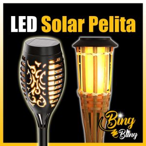【Bing Bling】【12LED 18 | 12 | 6 | 2 | 1pcs 】Bamboo Lampu Pelita Solar Waterproof Lights Outdoor Garden Hiasan Lip Lap Kelap Kelip Klip Hari Raya Deco Buluh