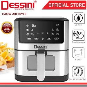 DESSINI ITALY 8L Electric Air Fryer Convection Oven Toaster Timer Oil Free Roaster Breakfast Machine Ketuhar