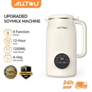ALLTOU SoyMilk Maker machine 1200ML with Sharp Stainless Blades Smart Blender Auto Cleaning heavy duty Steel