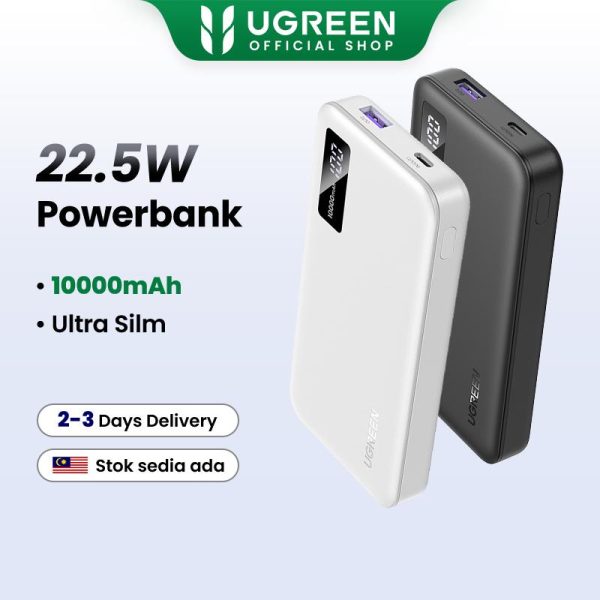 (W)UGREEN 10000mAh Powerbank PD22.5W Super Bank Kuasa, PD3.0 20W, QC 3.0 18W, Pengecasan Pantas 2 hala, Maks 25742