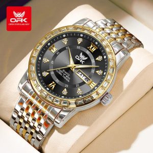 OPK Jam Tangan Perniagaan Lelaki Kalis Air Asli Tali Keluli Tahan Karat Tali Logam 8174 Pelbagai Warna Sesuai untuk Majlis Keraian Didatangkan dengan Alat Pelarasan Waranti 1 Tahun Watches Gelap