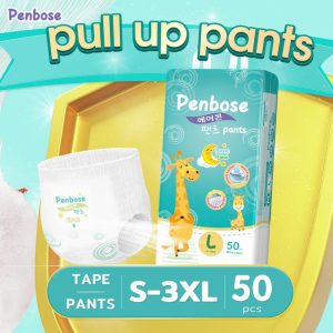 Seluar Tarik Ke Atas, Penbose, Lampin Korea, Semua Saiz Tersedia, 50 / pek setiap pek, Tersedia dalam XL, Saiz M / L / S / XXL / XXXL, Sesuai untuk Lampin Bayi, Lampin Pakai Buang