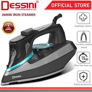 DESSINI ITALY 2600W Electric Ceramic Soleplate Garment Steam Iron Sprayer Steamer Clothes Brush / Seterika Baju