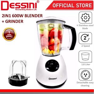 DESSINI ITALY Stainless Steel Blender Grinder Mixer Juicer Extractor Food Processor Smoothie Ice Crusher Pengisar (1.8L)