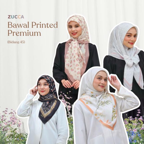 ZUCCA JULIANA TUDUNG PRINTED BAWAL BERCORAK COTTON VOIL - PSTU001 Floral Square
