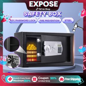 EXPOSE Safety Box Money Cash Box Safety Box at Home Office Security Box Anti-Theft Box Electronic
