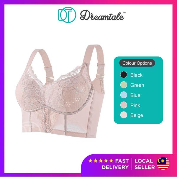 Dreamtale Women Bra Plus Size Stretch Lace Corset Bra Breathable Material Full Cup Push Up Bra Wireless Coli Wanita Baju Dalam Wanita WCO296