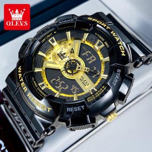 OLEVS Jam Tangan Lelaki Digital Viral 2024 Watch for Men Kalis Air Keluli Asal Paparan Analog Berkilau Pergerakan Kuarza Perniagaan Fesyen Sesuai untuk Lelaki Men Watches 1102