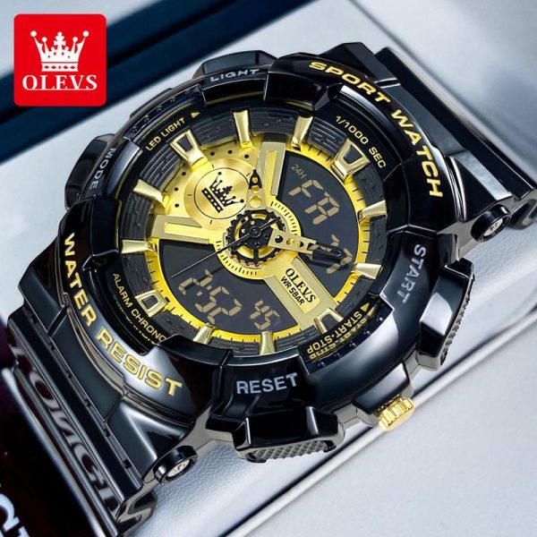 OLEVS Jam Tangan Lelaki Digital Viral 2024 Watch for Men Kalis Air Keluli Asal Paparan Analog Berkilau Pergerakan Kuarza Perniagaan Fesyen Sesuai untuk Lelaki Men Watches 1102
