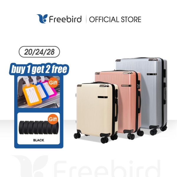 [Buy 1 Get 2 Free gifts] FreeBird Yellow, Gray, Rose Gold｜20-28 inch light luxury checked luggage Waterproof lock｜360° silent universal wheels｜Malaysia Airlines certified｜Bersama safe travel Bags