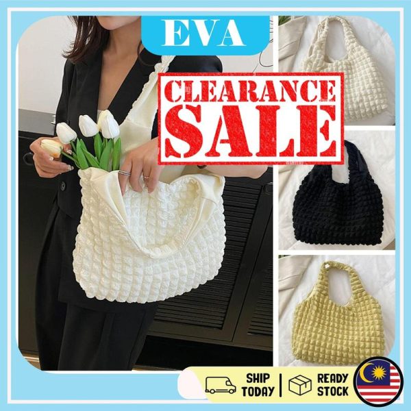 READY STOCK EVA Korean Shoulder Bag Canvas Bag Tote Bag Shopping Large Capacity Student Bag