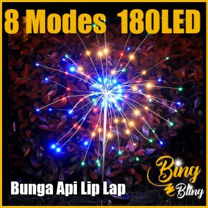 【Bing Bling】New Version【180LED | 150LED | 120LED | 90LED 】2025 Viral Lampu Raya Solar Bunga Api Firework Light Outdoor Waterproof Lighting Hiasan Taman Lip Lap Kelap Kelip Kelip² Klip² Warna Warni Taman Hiasan Decoration Garden Flower Hari Raya Aidilfitri