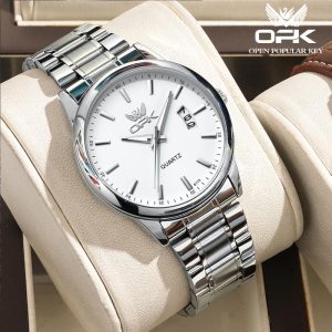 【Garanti 1 tahun】OPK Jam Analog Tangan Lelaki Waterproof Original Watch Men Luminous Stainless Steel and Chronography Date Wristwatch Gelap Tahan Karat With Box 6010 Round Jam Orang Bisnes Banyak Warna Ada Stok Jam Tangan Lelaki Kaca Mineral Wanita-Coklat