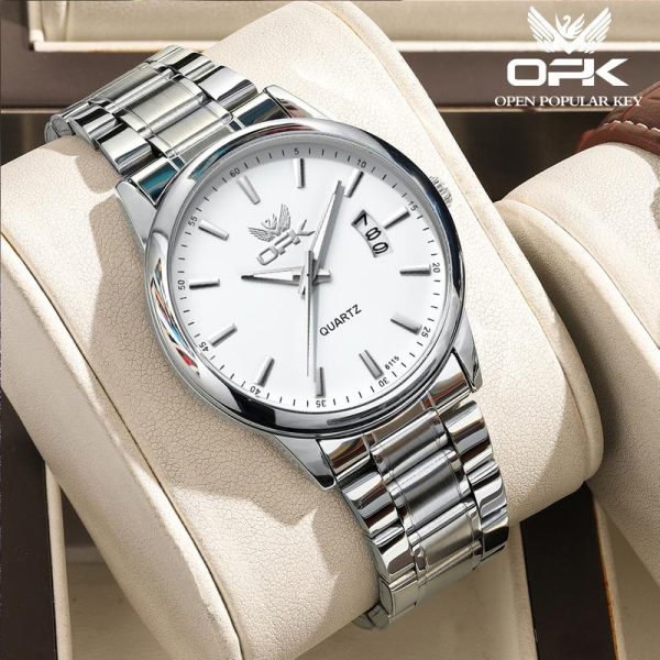 【Garanti 1 tahun】OPK Jam Analog Tangan Lelaki Waterproof Original Watch Men Luminous Stainless Steel and Chronography Date Wristwatch Gelap Tahan Karat With Box 6010 Round Jam Orang Bisnes Banyak Warna Ada Stok Jam Tangan Lelaki Kaca Mineral Wanita-Coklat