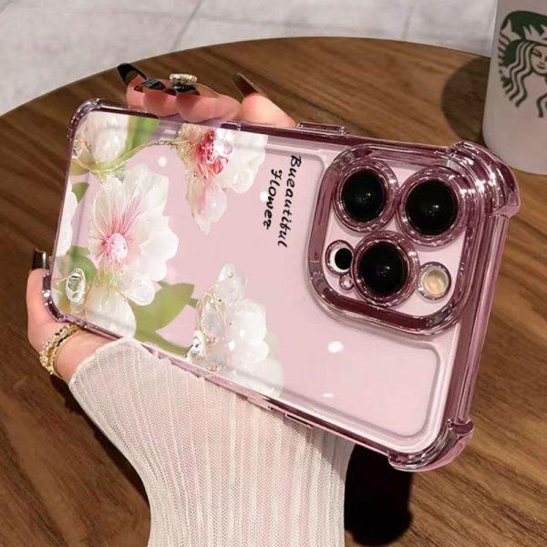 Sarung Telefon, Penyaduran Bunga Ins, Sarung Jelas HD, Sarung TPU Lembut, Sarung Telefon Bimbit Kalis Kejutan, Penutup Belakang Pelindung, Serasi dengan iPhone 11, 16, 15, 14, 13, 12, Pro, Xs Max, XR, X, 7, 8 Plus